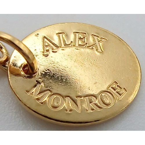 325 - An Alex Monroe Gilded 925 Silver Heart Locket Pendant on Necklace. 27mm pendant, 44cm chain, 3.88g w... 