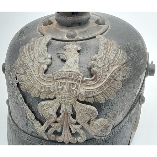 97 - 1915 Model Prussian Pickelhaube. Brass was in urgent supply for munitions so the fittings including ... 