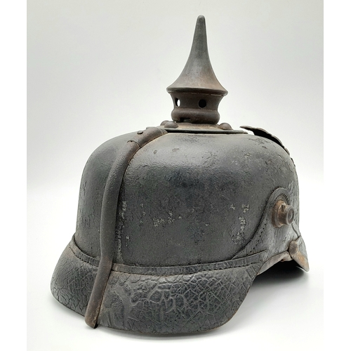 97 - 1915 Model Prussian Pickelhaube. Brass was in urgent supply for munitions so the fittings including ... 