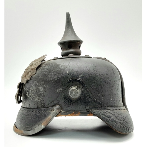 97 - 1915 Model Prussian Pickelhaube. Brass was in urgent supply for munitions so the fittings including ... 