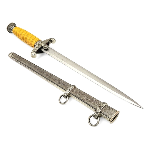 131 - Withdrawn - Reich Army Dagger by Holler of Solingen. Nice crack free pumpkin coloured handle. Overal... 