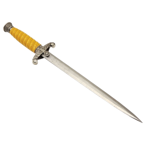 131 - Withdrawn - Reich Army Dagger by Holler of Solingen. Nice crack free pumpkin coloured handle. Overal... 