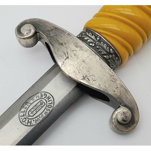131 - Withdrawn - Reich Army Dagger by Holler of Solingen. Nice crack free pumpkin coloured handle. Overal... 
