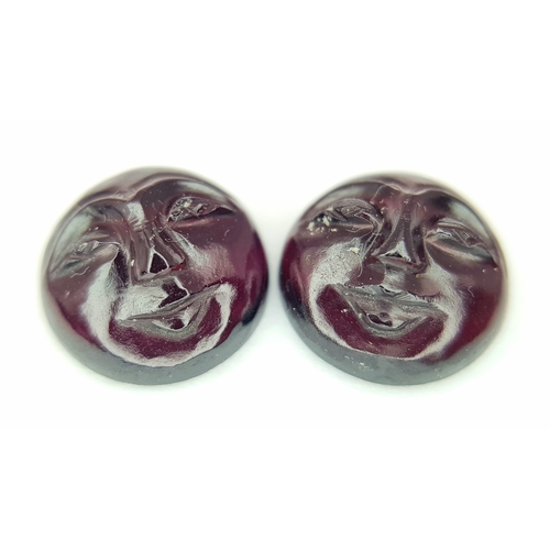 424 - A MATCHING PAIR OF ALMANDITE CAMEO GARNETS GEMSTONE. 9.06CT. Ref: M75 - S