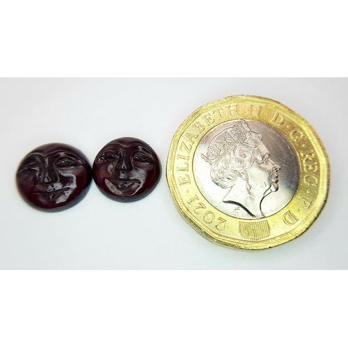 424 - A MATCHING PAIR OF ALMANDITE CAMEO GARNETS GEMSTONE. 9.06CT. Ref: M75 - S