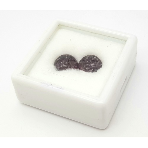 424 - A MATCHING PAIR OF ALMANDITE CAMEO GARNETS GEMSTONE. 9.06CT. Ref: M75 - S