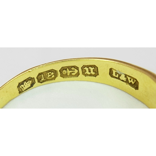 179 - An 18K YELLOW GOLD OLD CUT DIAMOND FIVE STONE RING. 0.25CT , 3.4G TOTAL WEIGHT, SIZE M 1/2. Ref: A/S... 