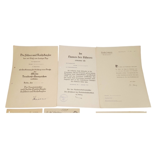 251 - 3rd Reich 25 Year Faithful Service Medal awarded to a Reichsbahn (Railway)Worker Wagenmeister Michae... 