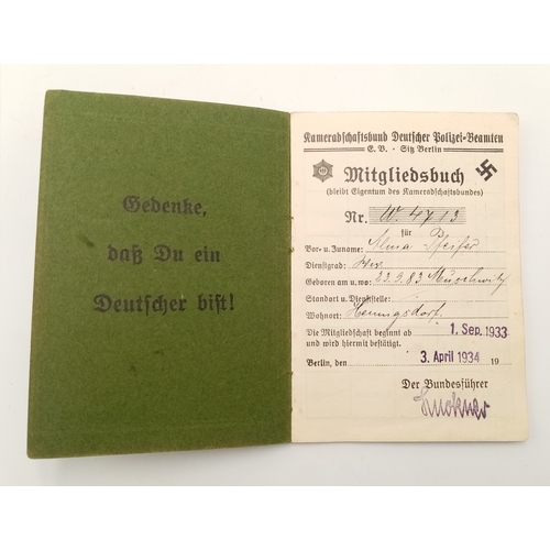 159 - Rare 1933-34 Dated Berlin Policeman’s Membership Stamp Book, with another document and photograph da... 