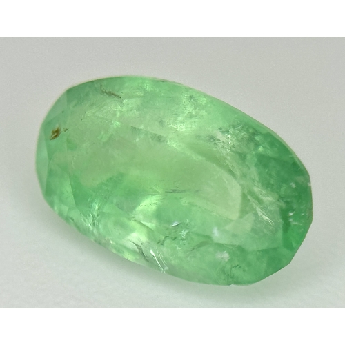 1244 - A 2.06ct Rare Emerald Gemstone. Oval mixed cut. Afghanistan Panjsher Mined. GGI Certified. Ref: PK 1... 