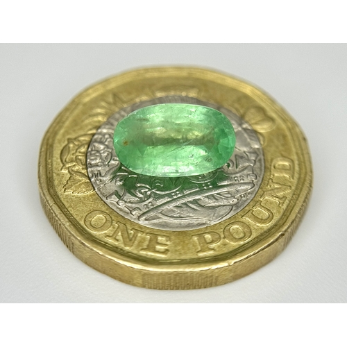 1244 - A 2.06ct Rare Emerald Gemstone. Oval mixed cut. Afghanistan Panjsher Mined. GGI Certified. Ref: PK 1... 