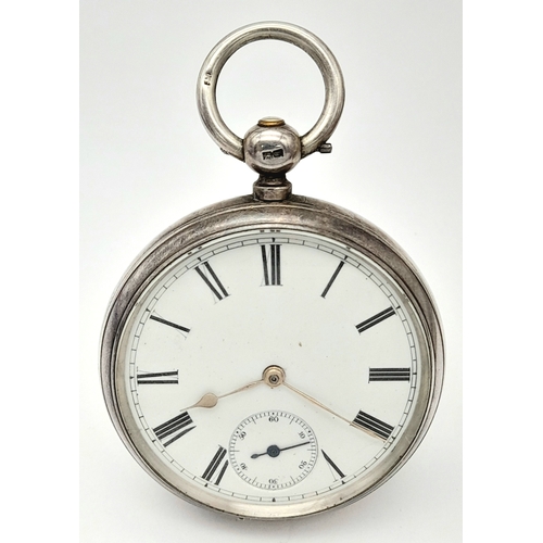 168 - Antique SILVER  POCKET WATCH. Open faced. Clear hallmark for Birmingham 1883. Excellent condition. K... 