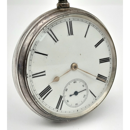 168 - Antique SILVER  POCKET WATCH. Open faced. Clear hallmark for Birmingham 1883. Excellent condition. K... 