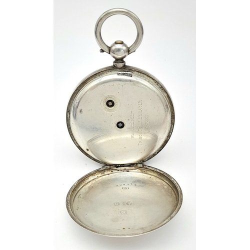168 - Antique SILVER  POCKET WATCH. Open faced. Clear hallmark for Birmingham 1883. Excellent condition. K... 