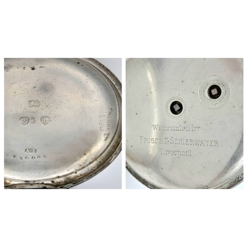 168 - Antique SILVER  POCKET WATCH. Open faced. Clear hallmark for Birmingham 1883. Excellent condition. K... 