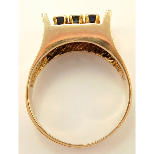 63 - Fabulous 9 CARAT GOLD and SAPPHIRE RING . Having 9 x SAPPHIRES  individually Claw Mounted to top. Fu... 