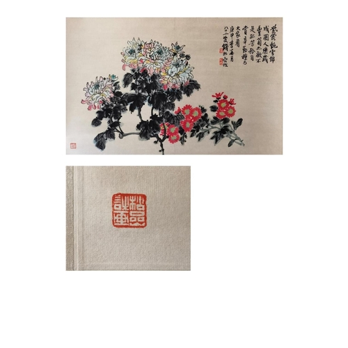 122 - Flowers; Chinese ink and watercolour on paper scroll. Attribute to Qian Songyan. Size: 43*66.5cm.