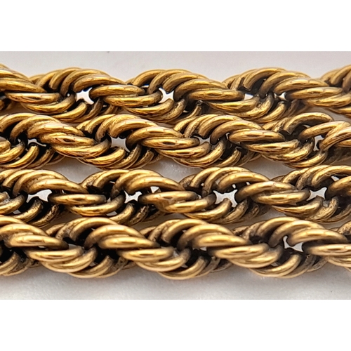340 - An Antique 15K Gold Rope Chain necklace. 44cm. 11.8g.
