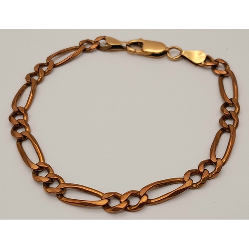 155 - A 9K Gold Figaro Link Bracelet. 17cm. 6.7g.