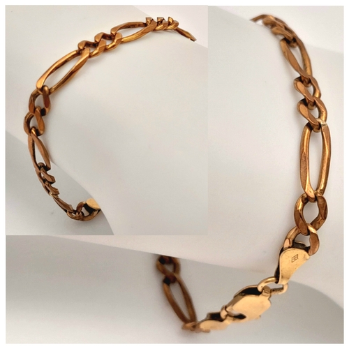 155 - A 9K Gold Figaro Link Bracelet. 17cm. 6.7g.