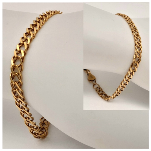 162 - A 9K Yellow Gold Double Curb Link Bracelet. 18cm. 5.3g.