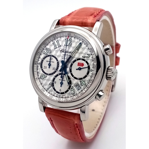 598 - A Chopard Automatic Chronograph Watch. Model 8331. Salmon leather strap. Stainless steel case - 39mm... 