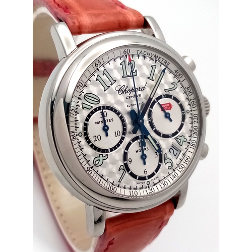 598 - A Chopard Automatic Chronograph Watch. Model 8331. Salmon leather strap. Stainless steel case - 39mm... 