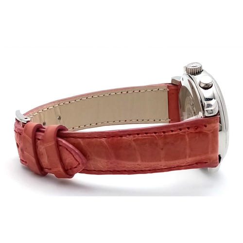 598 - A Chopard Automatic Chronograph Watch. Model 8331. Salmon leather strap. Stainless steel case - 39mm... 