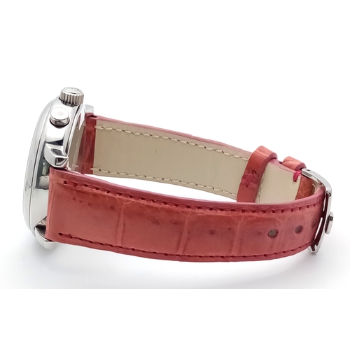 598 - A Chopard Automatic Chronograph Watch. Model 8331. Salmon leather strap. Stainless steel case - 39mm... 