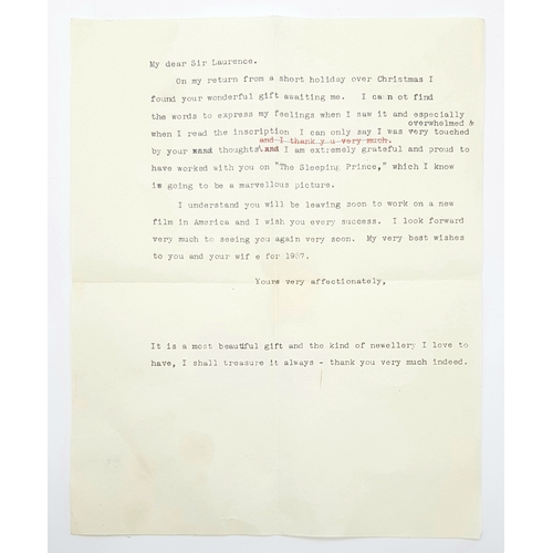 508 - A Gift from Sir Laurence Oliver! After the wrapping of 'The Prince and the Showgirl' starring Sir La... 