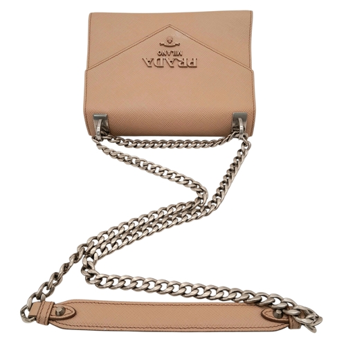 165 - A Prada Dusty Pink Monochrome Shoulder Bag. Saffiano leather exterior with silver-toned hardware, ch... 