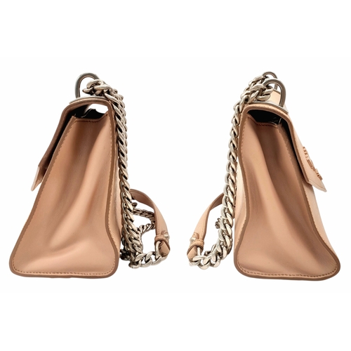 165 - A Prada Dusty Pink Monochrome Shoulder Bag. Saffiano leather exterior with silver-toned hardware, ch... 