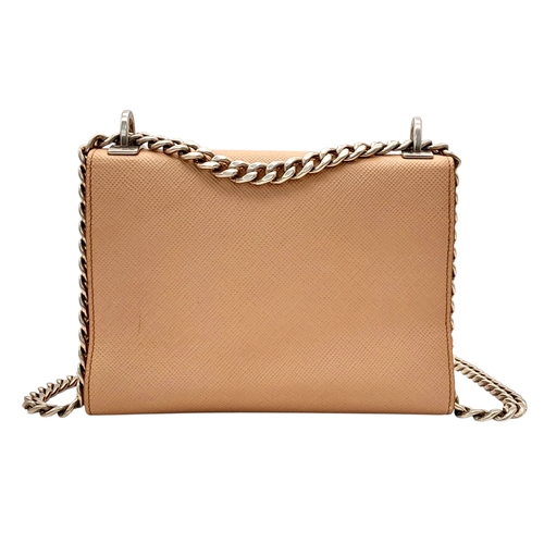 165 - A Prada Dusty Pink Monochrome Shoulder Bag. Saffiano leather exterior with silver-toned hardware, ch... 