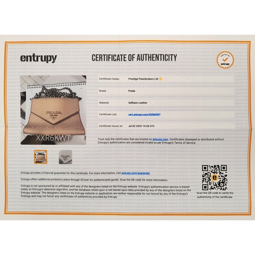 165 - A Prada Dusty Pink Monochrome Shoulder Bag. Saffiano leather exterior with silver-toned hardware, ch... 