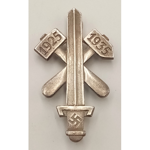 132 - Third Reich 935 Silver Marked NSDAP 10 Year Gau Essen Commemorative Badge, good example of the Gau E... 