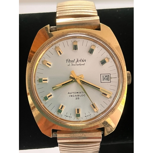 126 - Gentleman’s Vintage  ‘PAUL JOBIN’  GOLD PLATED AUTOMATIC  WRISTWATCH. Face showing PAUL  JOBIN of  S... 
