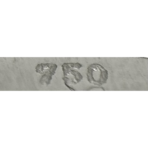 177 - An 18K White Gold, Ruby and Diamond Ring. 0.25ct oval cut high grade central ruby with a diamond clu... 