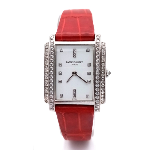 66 - A FABULOUS 18K WHITE GOLD  LADIES PATEK PHILIPPE 