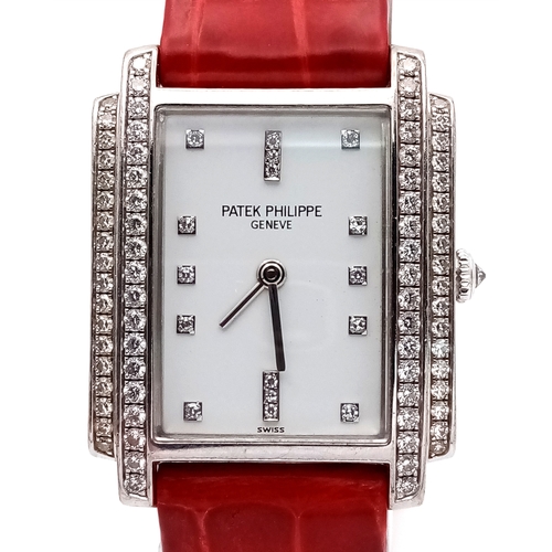 66 - A FABULOUS 18K WHITE GOLD  LADIES PATEK PHILIPPE 