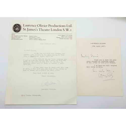 128 - Correspondence From Sir Laurence Olivier! First, a letter from Sir Larry asking for Elaine Schreyeck... 