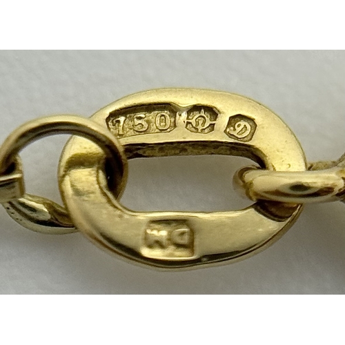 27 - A 18K YELOW GOLD DIAMOND & SAPPHIRE SET BUTTERFLY PENDANT ON CHAIN. TOTAL WEIGHT 5.8G. TOTAL LENGTH ... 