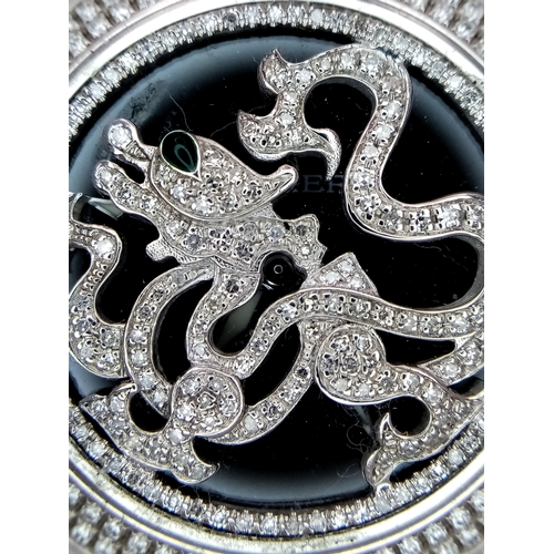 43 - A Pasha De Cartier Diamond Dragon Ladies Watch. Stainless steel bracelet and case - 36mm. Ornate Dia... 