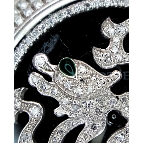 43 - A Pasha De Cartier Diamond Dragon Ladies Watch. Stainless steel bracelet and case - 36mm. Ornate Dia... 