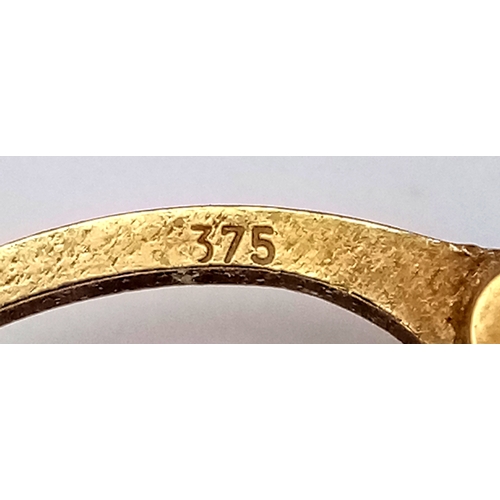 64 - A Pair of 9K Yellow Gold Creole Hoop Earrings. 3cm. 1.7g.