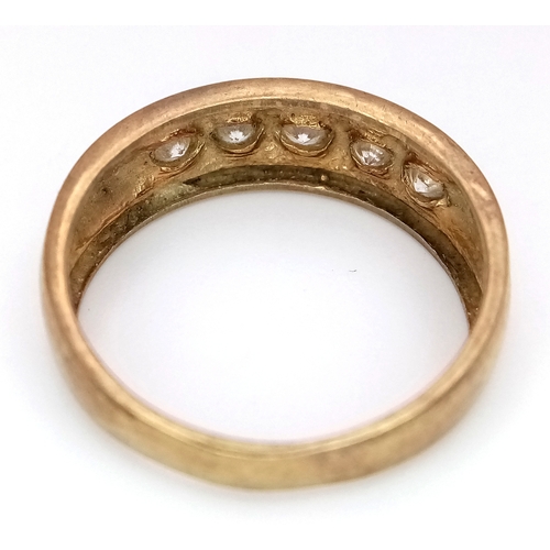 78 - A 9K Yellow Gold White Stone Set Ring. Size P. 2.95g.