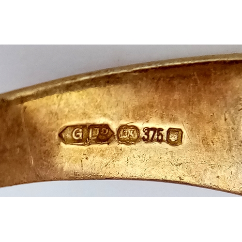 78 - A 9K Yellow Gold White Stone Set Ring. Size P. 2.95g.