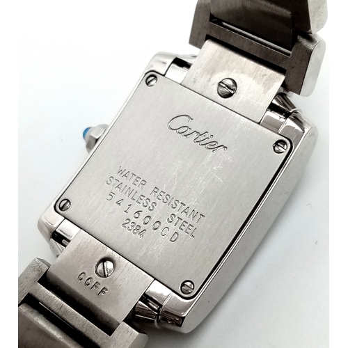 149 - A Classic Cartier Tank Francaise Diamond Ladies Watch. Stainless steel diamond set bracelet. Case - ... 