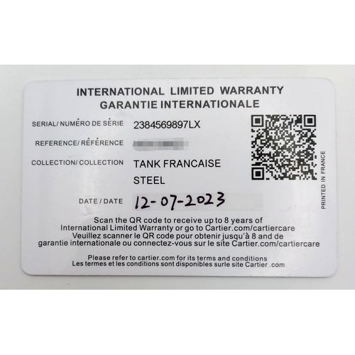 149 - A Classic Cartier Tank Francaise Diamond Ladies Watch. Stainless steel diamond set bracelet. Case - ... 