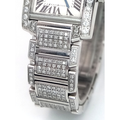 149 - A Classic Cartier Tank Francaise Diamond Ladies Watch. Stainless steel diamond set bracelet. Case - ... 