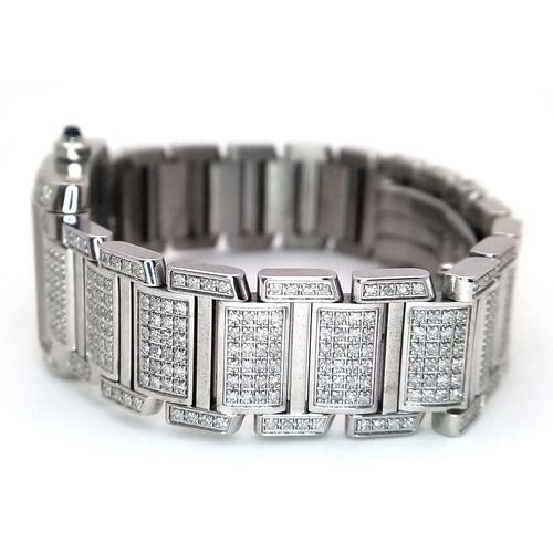 149 - A Classic Cartier Tank Francaise Diamond Ladies Watch. Stainless steel diamond set bracelet. Case - ... 